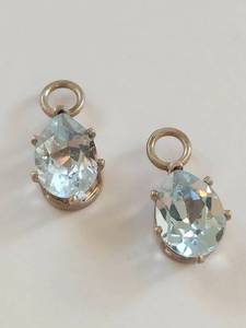 lot 12Q image: Pair of Sterling Silver Teardrop Blue Gemstone Pendants