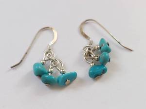 lot 18Q image: Sterling Silver Turquoise Stone Dangle Earrings