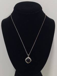 lot 23Q image: Sterling Silver Necklace with Black Stone Pendant