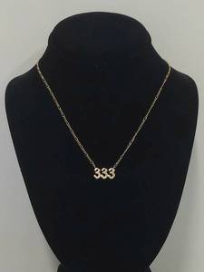 lot 34Q image: Angelic Number Gold-Tone Sterling Silver 333 Pendant Necklace