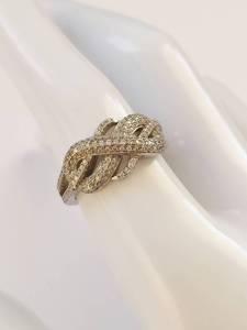 lot 45Q image: Sterling Silver Infinity Ring with Clear Stones