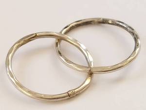 lot 53Q image: Textured Sterling Silver Hoop Earrings
