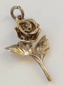 lot 58Q image: Gold-Tone Sterling Silver Rose Pendant Charm