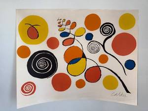 Abstract Print Signed "Calder" Edition Print 10/125 - Abstract Circles & Spirals
