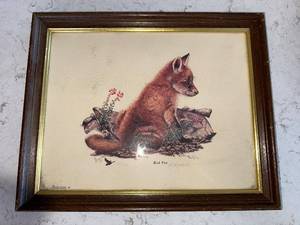 lot 7SC image: Dyna-Graphics Corp Red Fox Print - Framed Wildlife Wall Art for Home or Office Decor