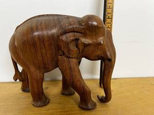 lot 3A image: Hand-Carved Wooden Elephant Figurine