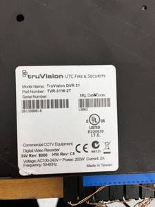 lot 18A image: TruVision DVR 31 CCTV Recorder Model TVR-3116-2T with Camera Inputs