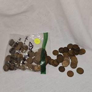 lot 12 image: 155 1920s-30s Wheat Back Pennies