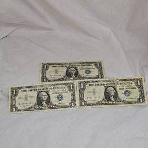 lot 56 image: 3-1957 $1 Silver Certificates
