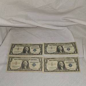 lot 58 image: 4-1957 $1 Silver Certificates