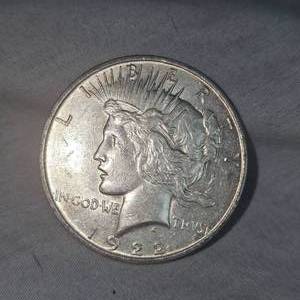 lot 59 image: 1922 D Peace Dollar AU