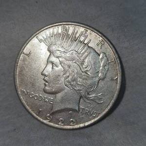lot 69 image: 1922 D Peace Dollar, AU , Lite Toning