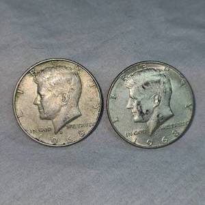 lot 44 image: 2-1968 Kennedy 40% Silver Halfs 50c