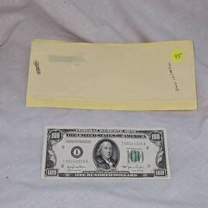 lot 45 image: 1950 Uncirculated BU and Franklin $100 Bill