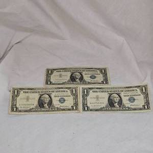 lot 55 image: 3-1957 $1 Silver Certificates