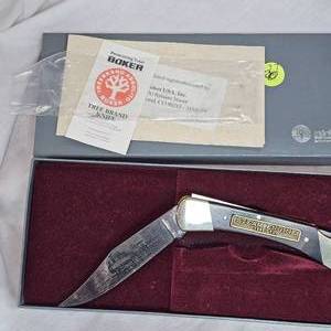 lot 97 image: Boker As New in Box Steam Engine Lock Back Knife