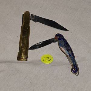 lot 175 image: Beautiful Parrot Knife and Brass Bullet Knife