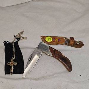 lot 184 image: Lot of Knives including Cross Knife Necklace