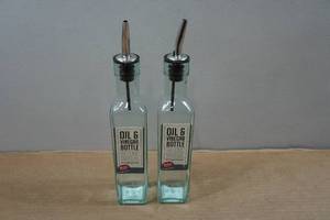 lot 305 image: 2 Glass OilVinegar Bottles - 8.5oz