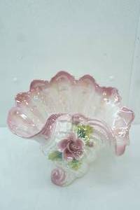lot 35 image: Vintage Large Capodimonte Porcelain Vase or Bowl. Mother-of-pearl or luster Finish