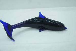 lot 66 image: Cobalt Blue Glass Dolphin Figurine. MuranoMurano-Style