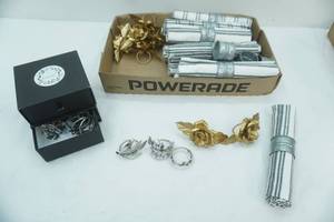 lot 167 image: Linen Napkins black and white variety, variety of metal napkin holders