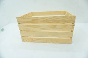 lot 201 image: Stackable wood crate,12.5 x 18 x 9.5