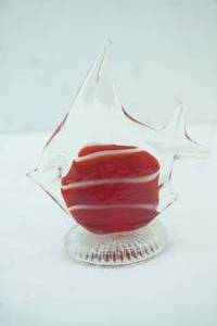 lot 223 image: Hand-Blown Art Glass Fish Figurine. Murano-Style 5.25 long by 6 tall