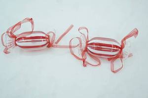 lot 187 image: Pair of Glass Peppermint Candy Christmas Ornaments