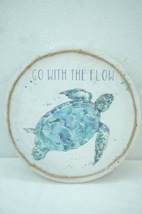 lot 275 image: Round Canvas Print Go with the Flow 12. Turtle Motif, NEW with Tags