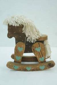 lot 251 image: Vintage Decorative Wooden Rocking Horse 11 tall by 10 long