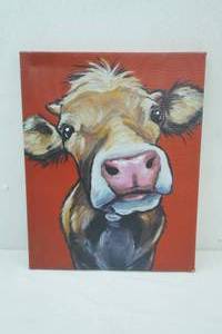 lot 273 image: Canvas print of the Painting Hazel The Cow 16x20