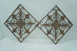 lot 282 image: Ornate Metal Wall Hangings 18 Squares
