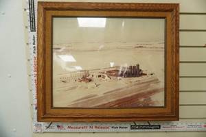 lot 289 image: Vintage Aerial Farm Photo. Framed 25x 20.5
