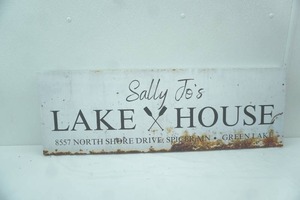 lot 292 image: Sally Jos Lake House Canvas Print. 26x12x1