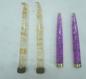 lot 358 image: Lucite Candlesticks with Silver Flakes