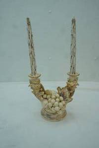 lot 372 image: VintageAntique Porcelain Candelabra wGold Accents and Candlesticks