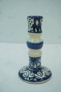 lot 386 image: Hand-Painted Ceramic Candlestick Holder. Mexican Talavera Pottery