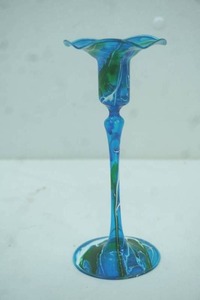 lot 395 image: Hand-Blown Glass Candlestick Holder. Flame & Go