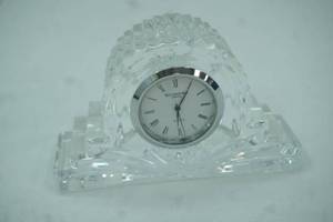 lot 454 image: Waterford Crystal Mantle Clock in the Wharton Pattern. 4 long by 2.5 tall