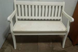 lot 489 image: White Wooden Bench with Storage Under the Seat