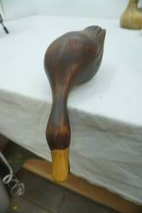 lot 534 image: Vintage Natures Window Hand carved duck , shelf setting style (hangs over edge),12 long