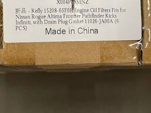 lot 20 image: Kefly 15208-65F0E Engine Oil Filters 6-Pack for Nissan Rogue, Altima, Frontier, Pathfinder, Kicks