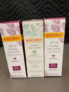 lot 59 image: Burts Bees SPF 30 Firming Day Lotion with Bakuchiol - Lot of 3