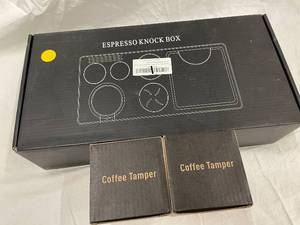 lot 67 image: AMAP Espresso Knock Box - 2 Coffee Tampers - For Perfect Coffee (Lot of 3)
