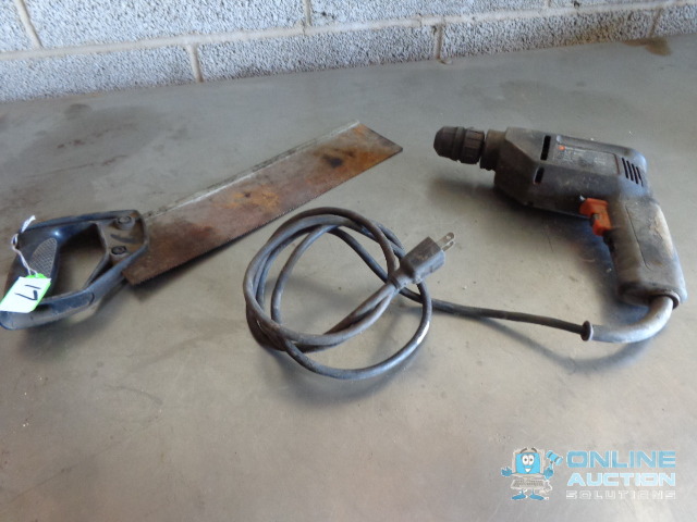 lot 17 image: Hand Saw, Black & Decker Drill