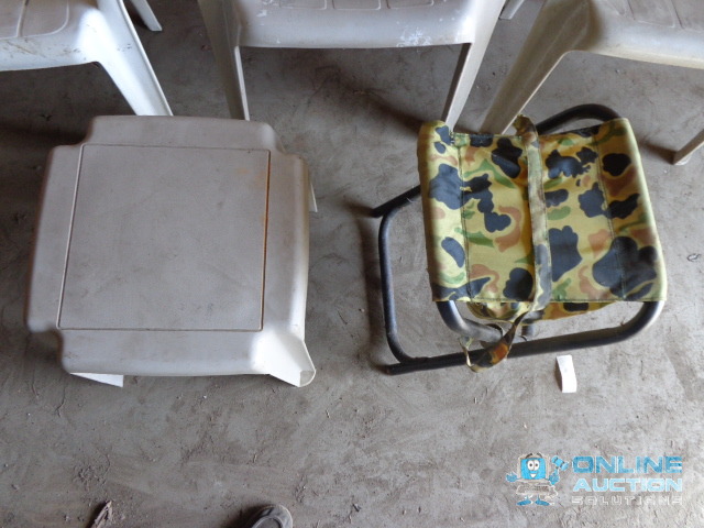 lot 24 image: Plastic Lawn Chairs, Kids Camping Chair and Plastic Table
