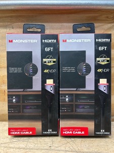 lot 64 image: Monster Red LED Light HDMI Cable lot of 2
