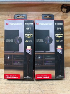 lot 65 image: Monster Red LED Light HDMI Cable lot of 2