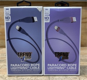 lot 66 image: TrendZone Paracord Rope Lighting Cable lot of 2